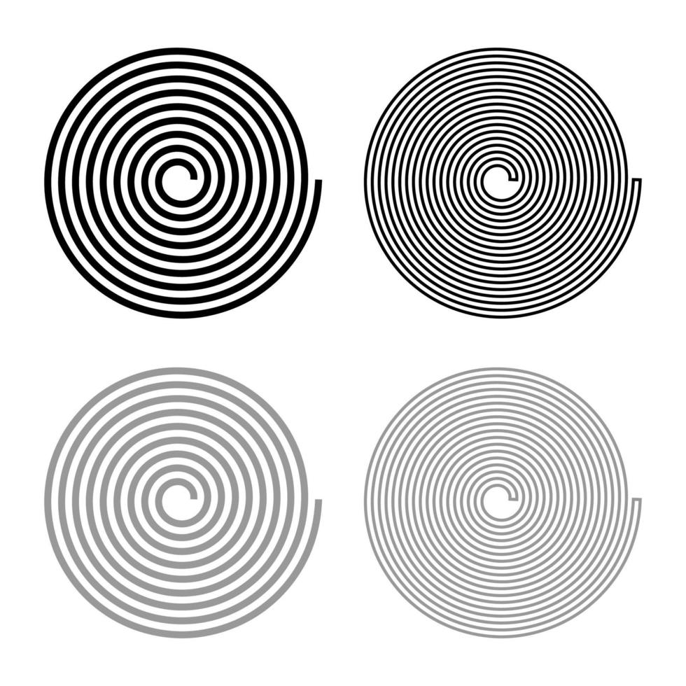 conjunto de contorno de icono de giro de hélice espiral color gris negro ilustración vectorial imagen de estilo plano vector