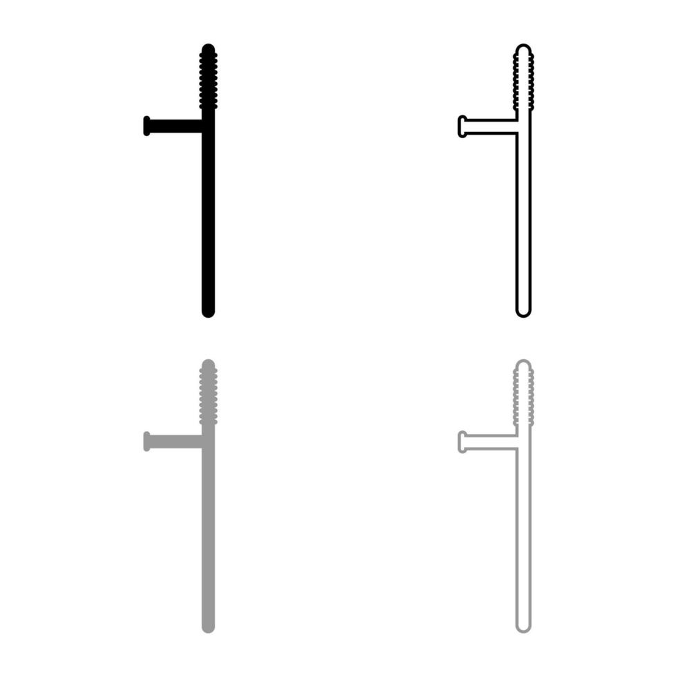 conjunto de contorno de icono de bastón color gris negro ilustración vectorial imagen de estilo plano vector