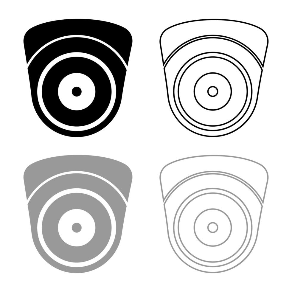 cámara de video videocámara esférica dispositivo de seguimiento monitoreo dispositivo de vigilancia cctv concepto seguro icono contorno conjunto negro gris color vector ilustración estilo plano imagen