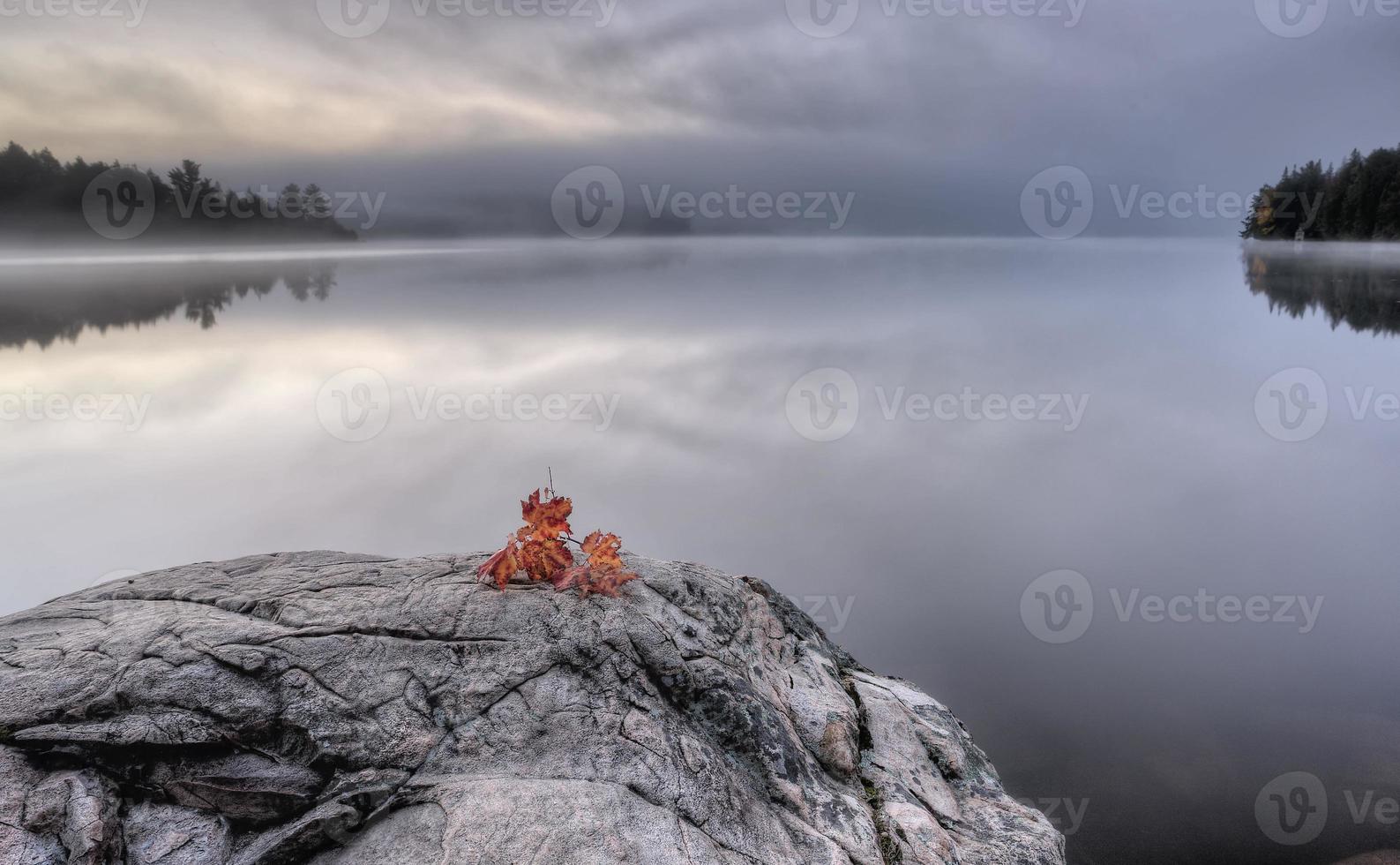 Lake in Autumn sunrise reflection photo