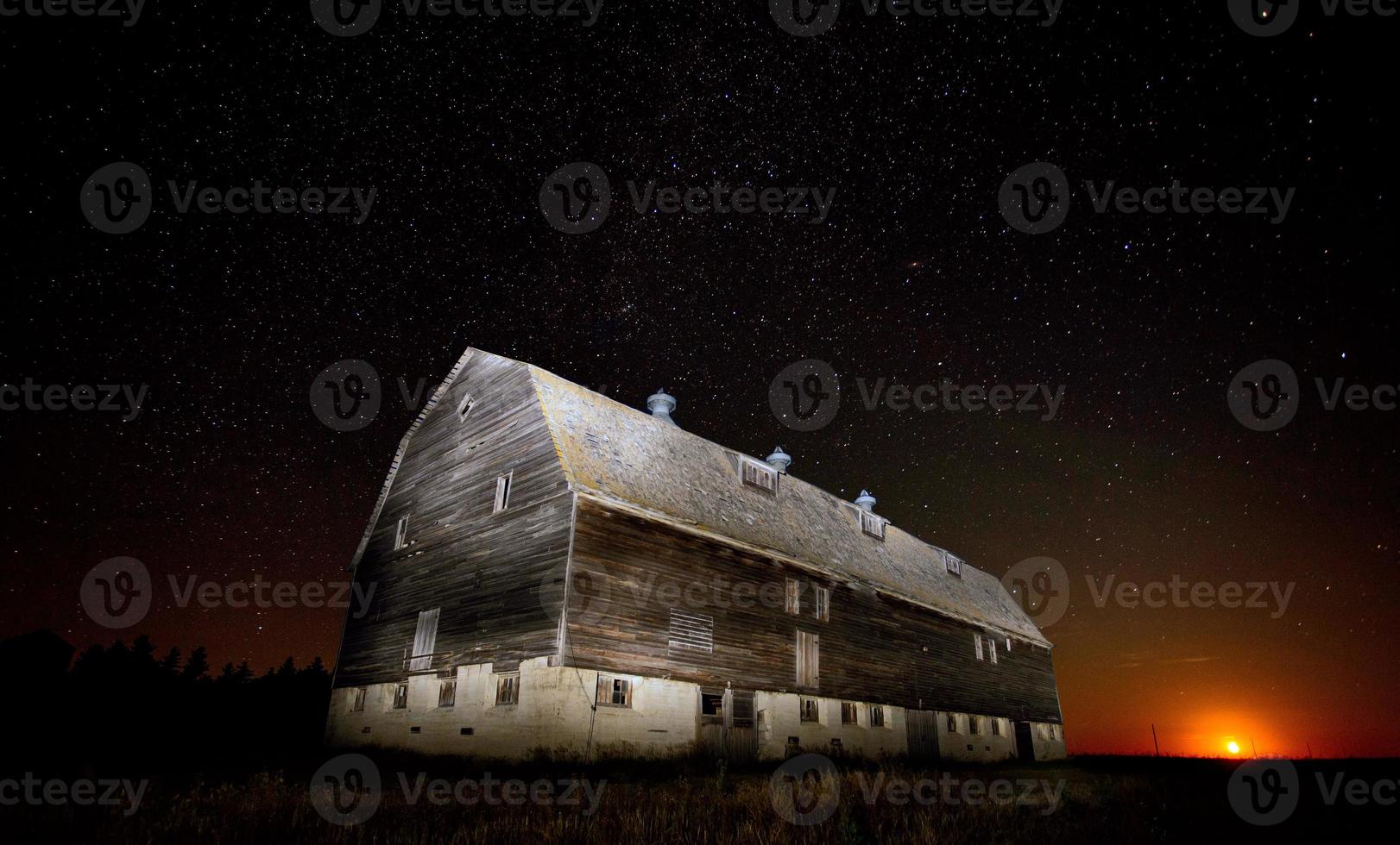 Night Barn Star Trails photo