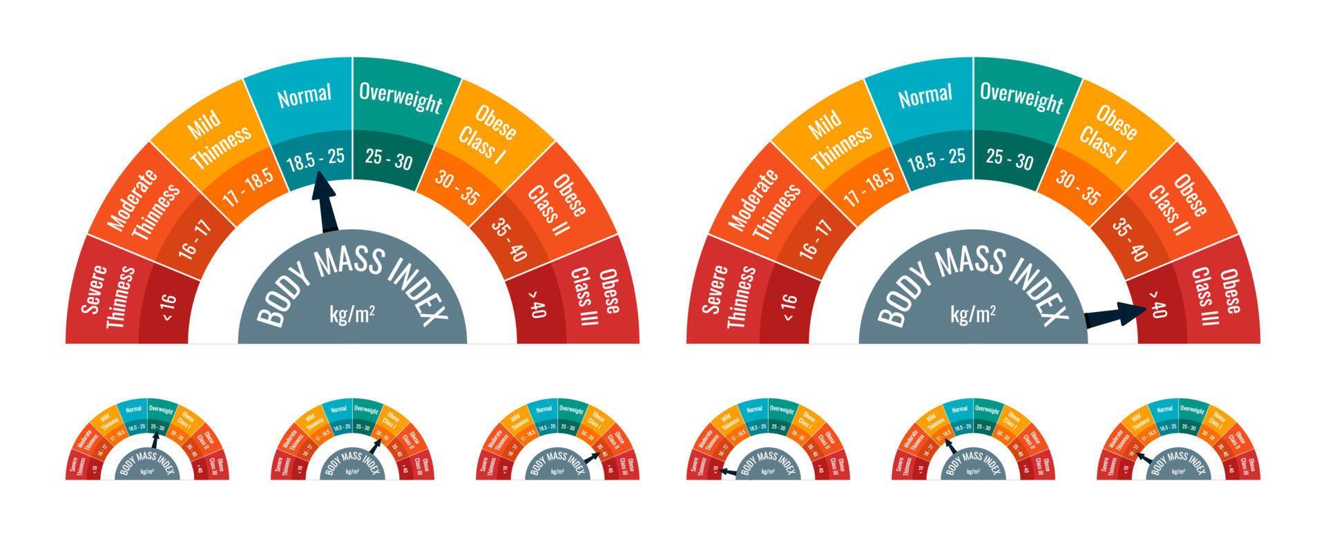 BMI classification chart measurement set. Body Mass Index infographic