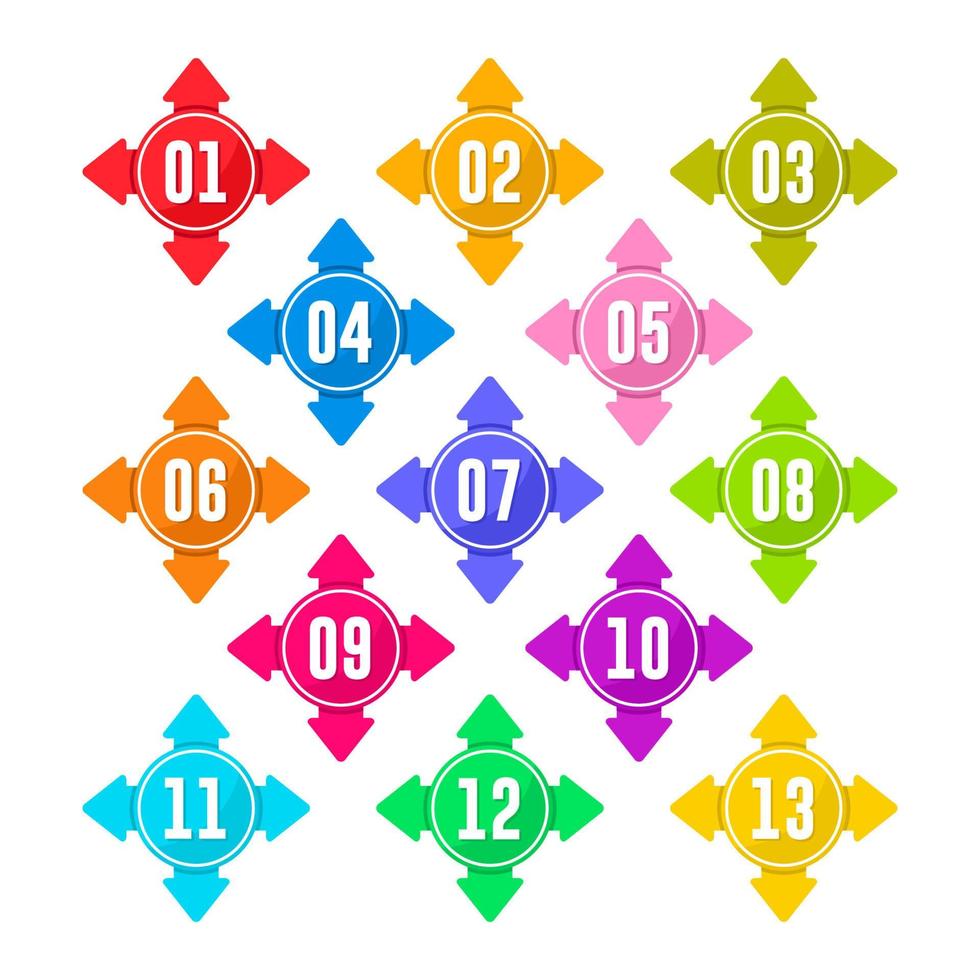 Arrows bullet point colorful vector design collection