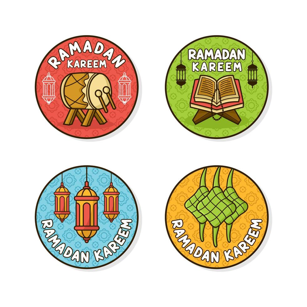 Ramadan kareem sticker design collection vector