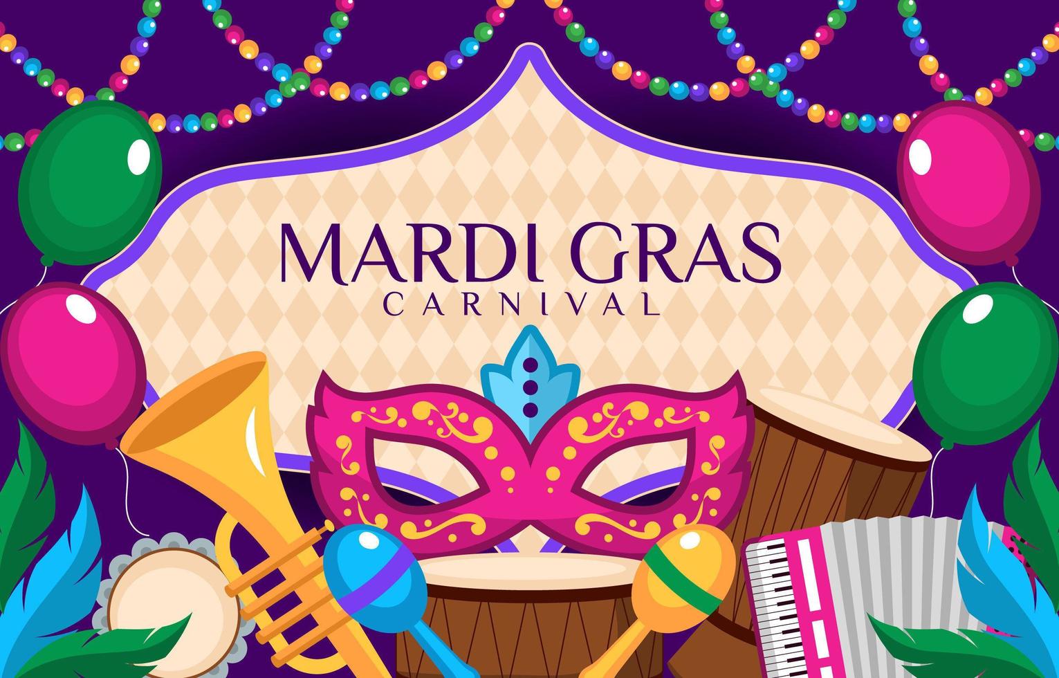 concepto de fondo de música mardi gras vector