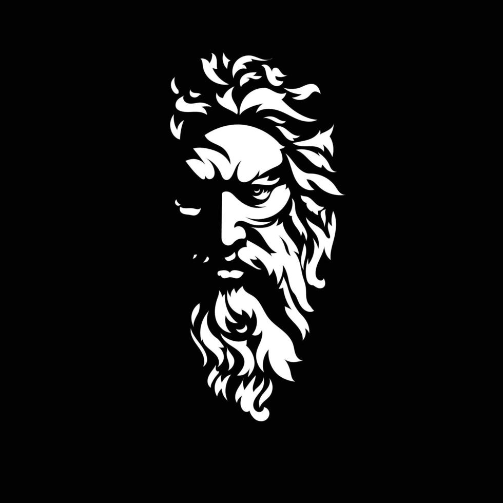 abstract Zeus Face Black and white vector