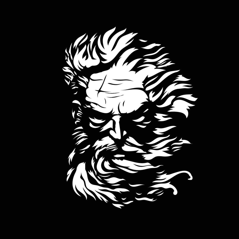 abstract Zeus Face Black and white vector