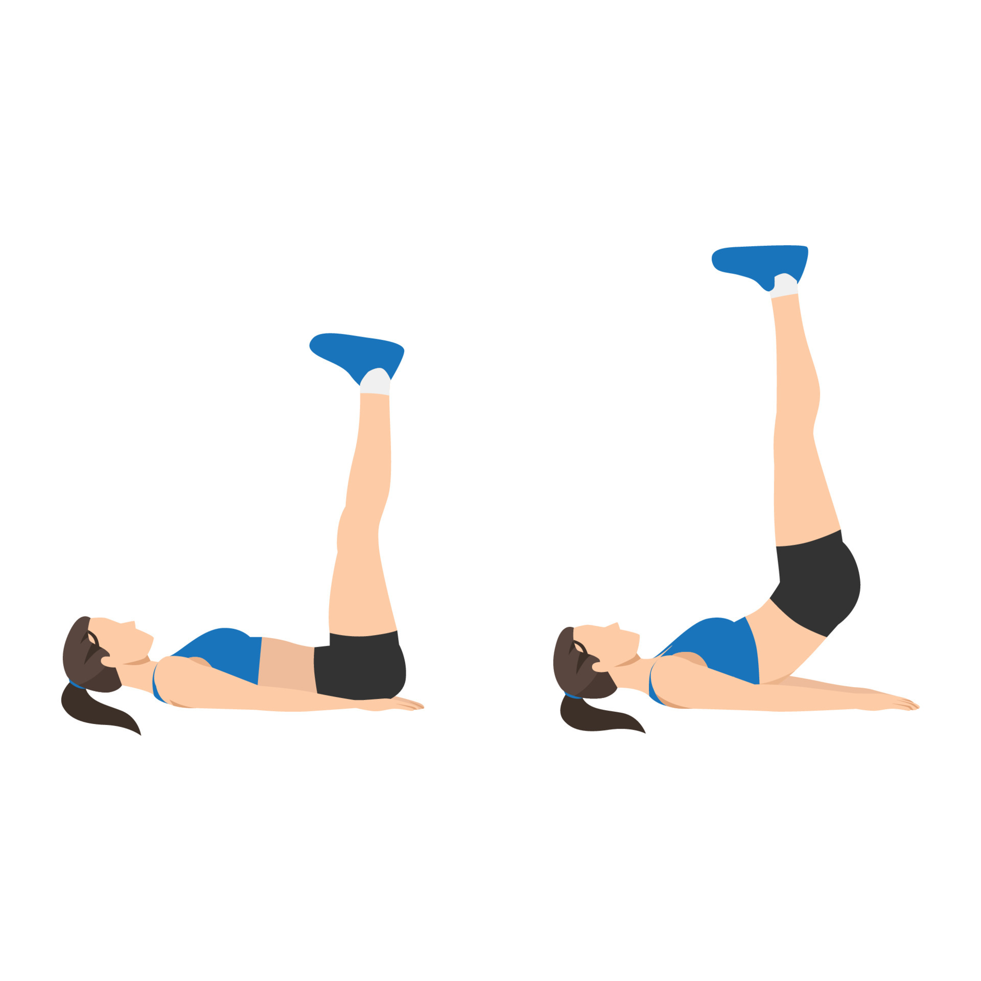 Woman doing Pulse ups exercise. Flat vector illustration isolated on ...