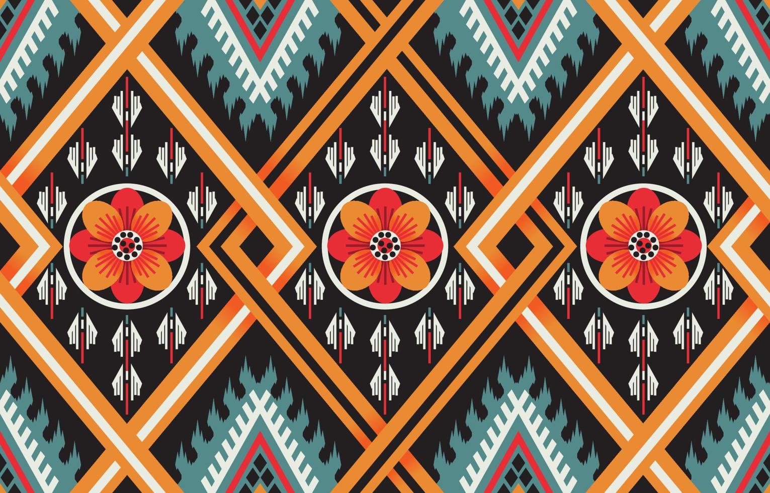 hermoso arte abstracto étnico. patrón sin costuras ikat en tribal, bordado popular, estilo mexicano. impresión de ornamento de arte geométrico azteca. diseño para alfombras, papel tapiz, ropa, envoltura, tela. vector