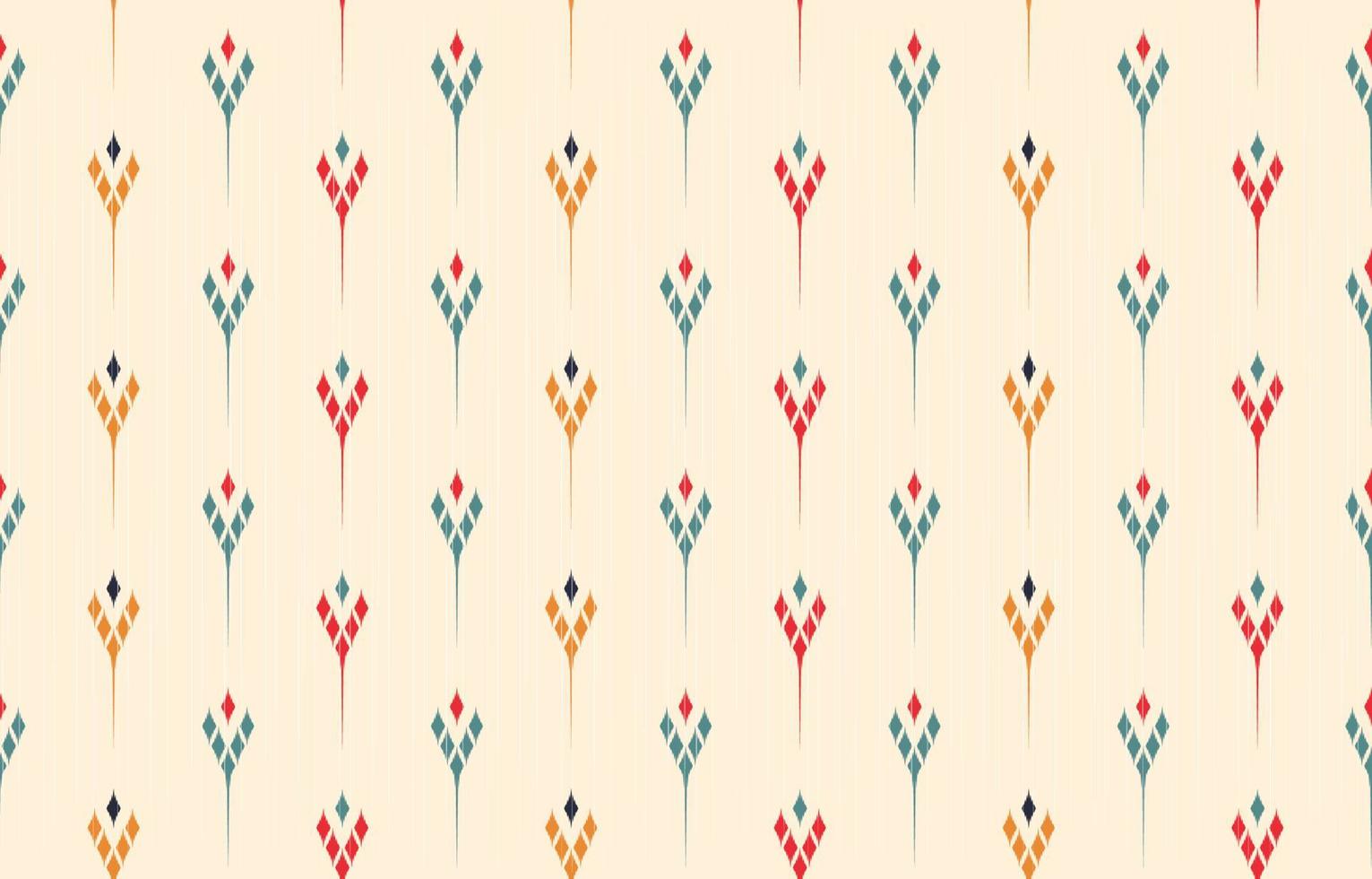 Ikat ethnic vector flower beautiful art. Ikat seamless pattern in tribal, folk embroidery, Mexican style. Aztec geometric art ornament print. Design for wallpaper, clothing, wrapping.