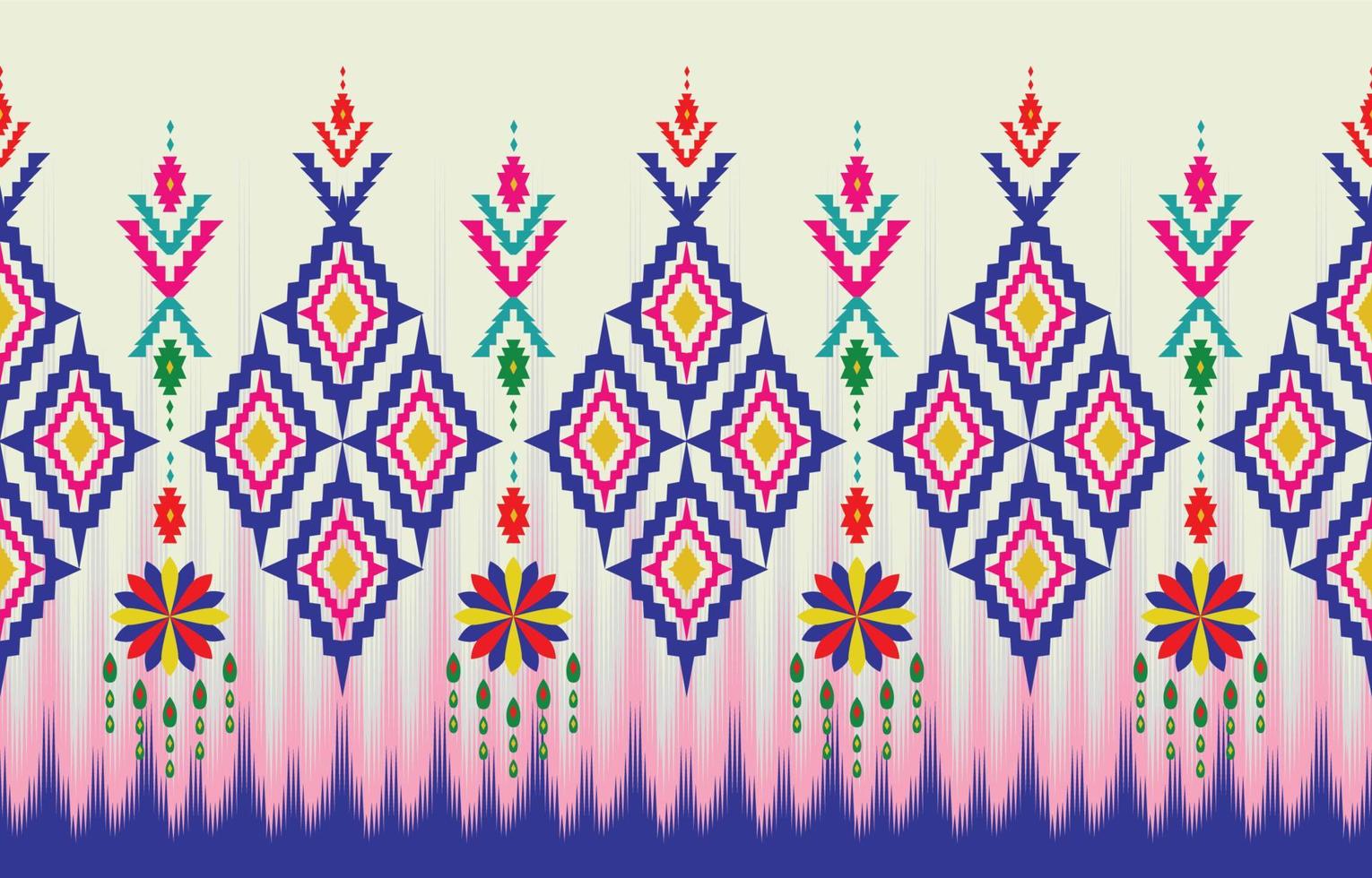 hermoso arte abstracto étnico. patrón sin costuras ikat en tribal, bordado popular, estilo mexicano. impresión de ornamento de arte geométrico azteca. diseño para alfombras, papel tapiz, ropa, envoltura, tela. vector