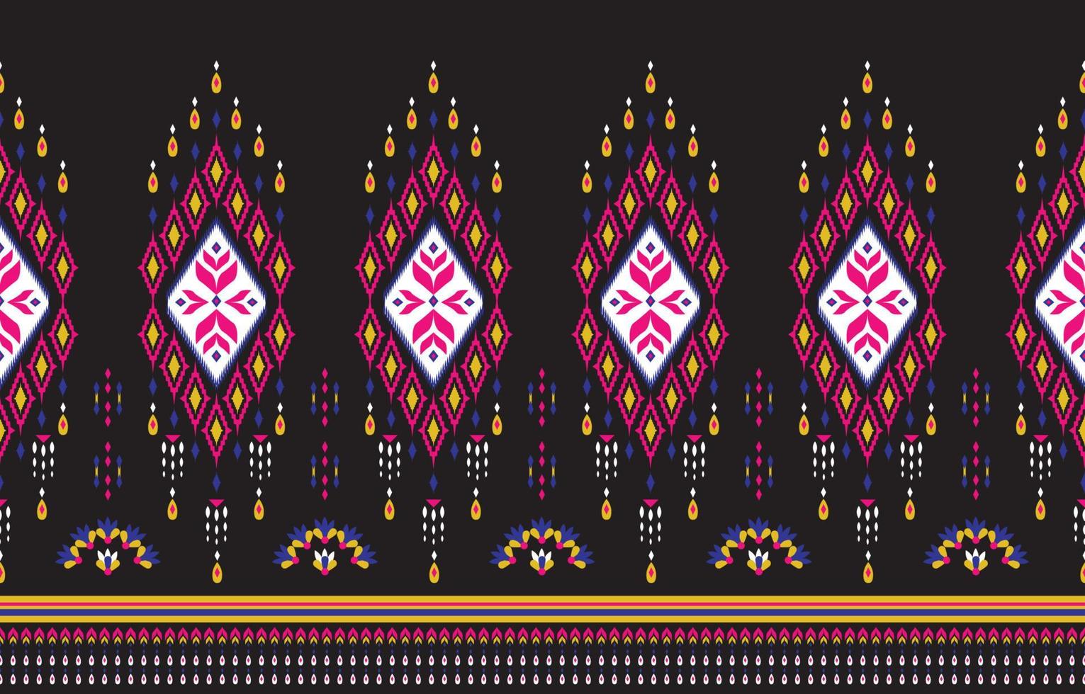 hermoso arte abstracto étnico. patrón sin costuras ikat en tribal, bordado popular, estilo mexicano. impresión de ornamento de arte geométrico azteca. diseño para alfombras, papel tapiz, ropa, envoltura, tela. vector