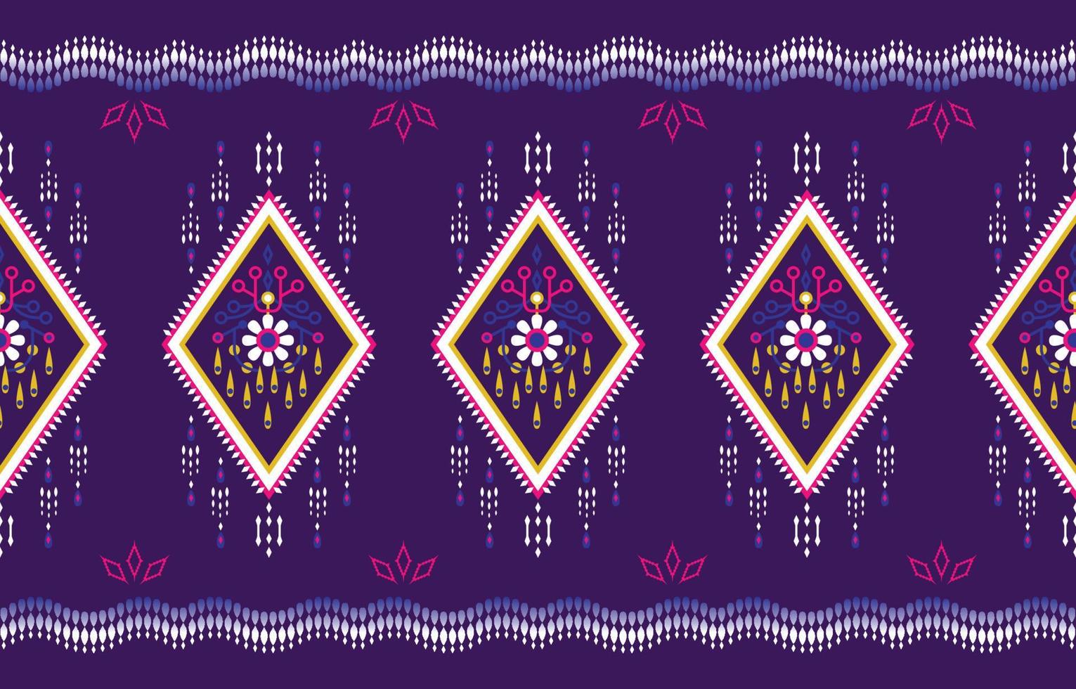 hermoso arte abstracto étnico. patrón sin costuras ikat en tribal, bordado popular, estilo mexicano. impresión de ornamento de arte geométrico azteca. diseño para alfombras, papel tapiz, ropa, envoltura, tela. vector