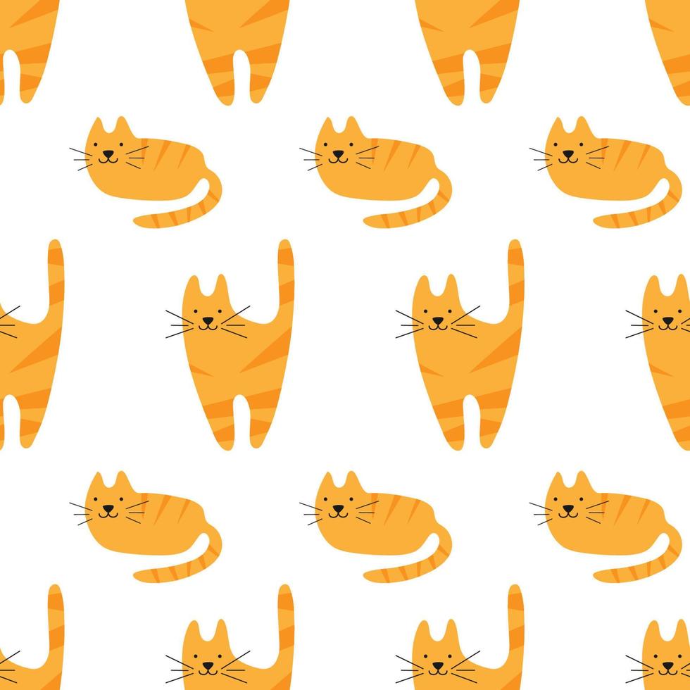 Seamless pattern with cute cats vector