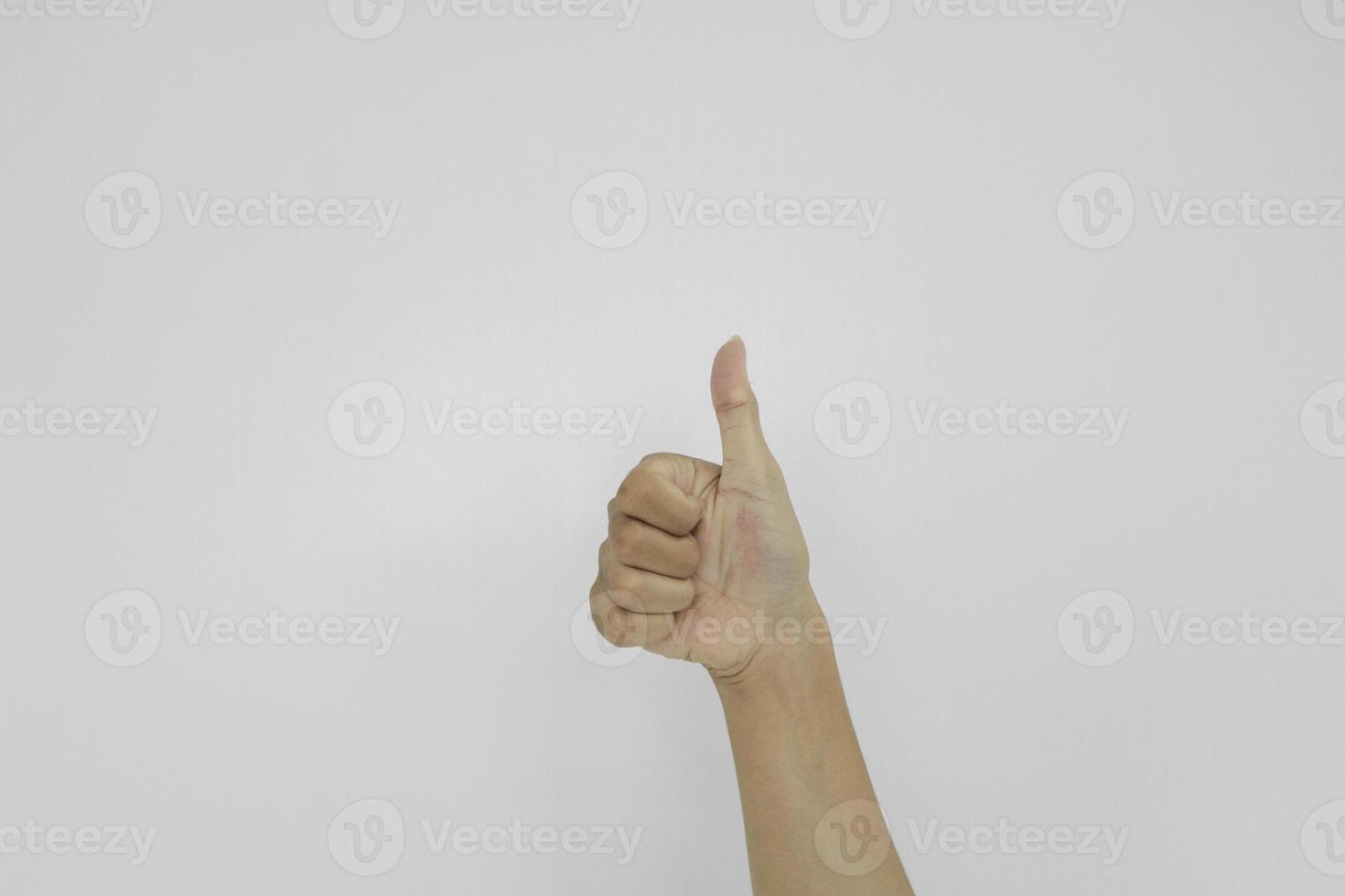 Hand tumb sign. Isolated on white background photo