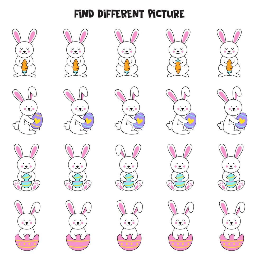 Find picture which is different from others. Worksheet for kids. vector