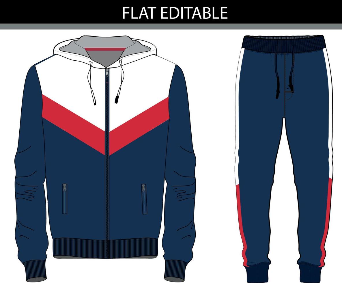 Colorblock Hoodie and jogger set vector file