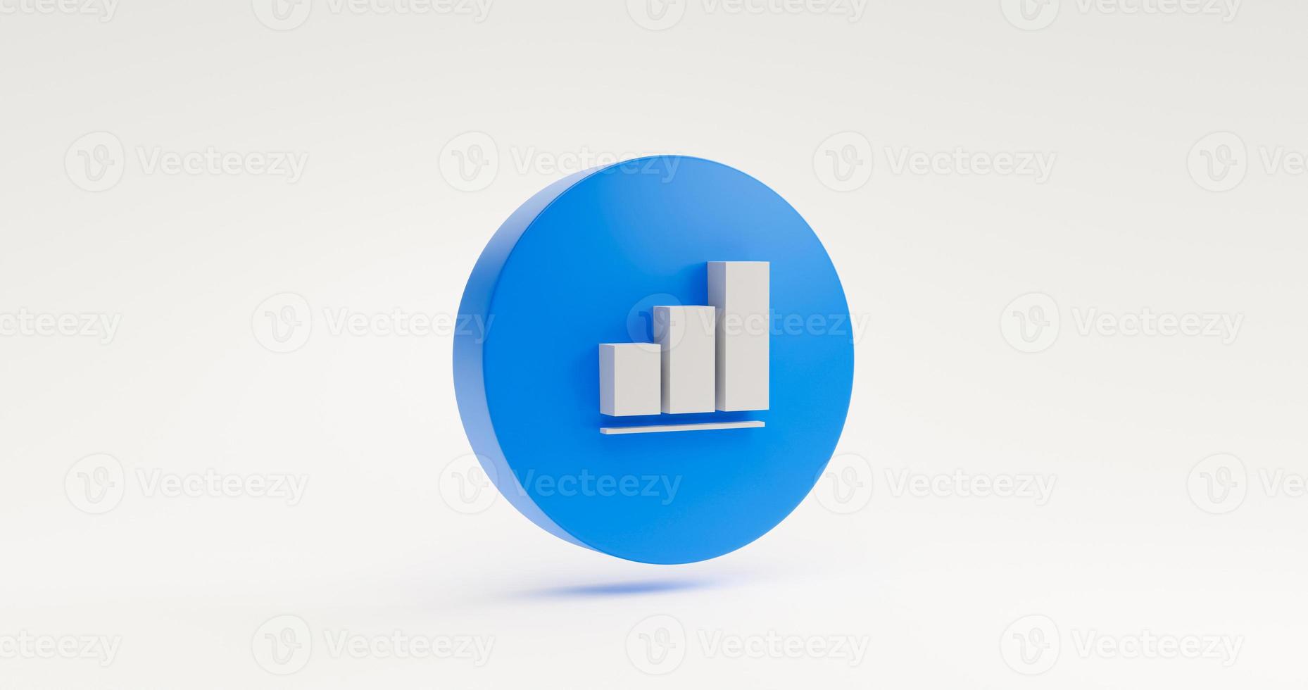 Blue graph chart data statistic report information icon symbol sign website element concept. illustration on white background 3D rendering photo