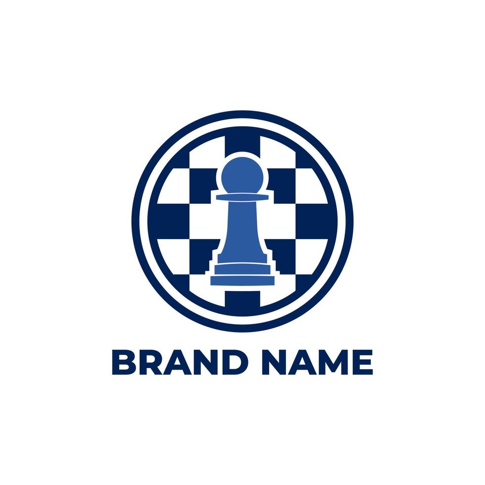 chess logo template with a pawn shape in the center of the chessboard. vector