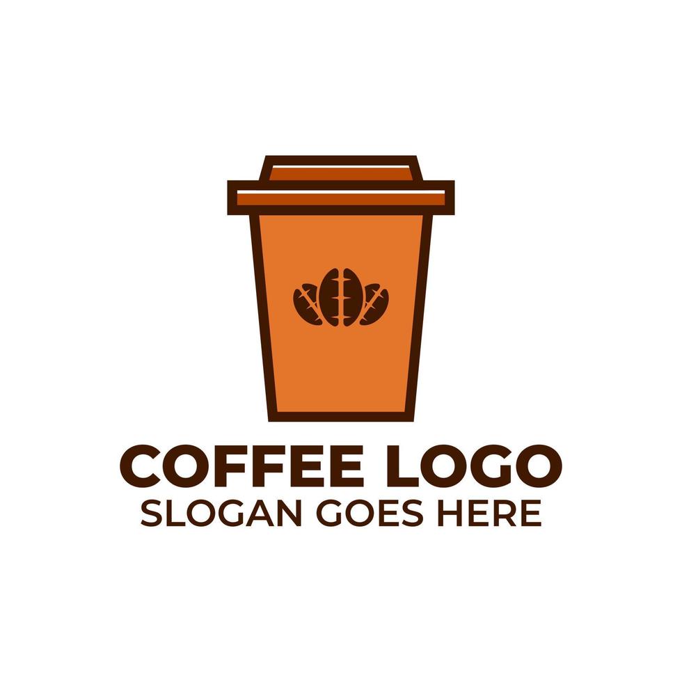 coffee seller logo template. a coffee cup-shaped logo with a picture of coffee beans on the cup. vector