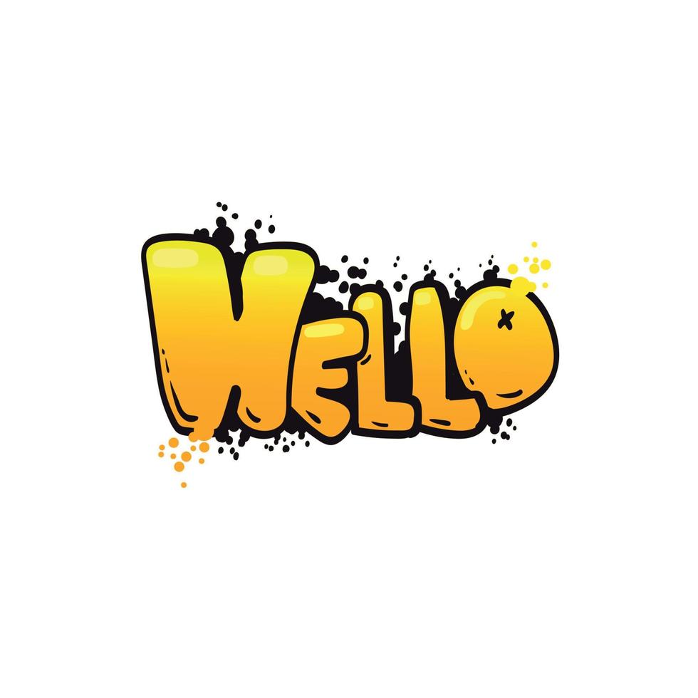 Hello graffiti lettering sticker vector