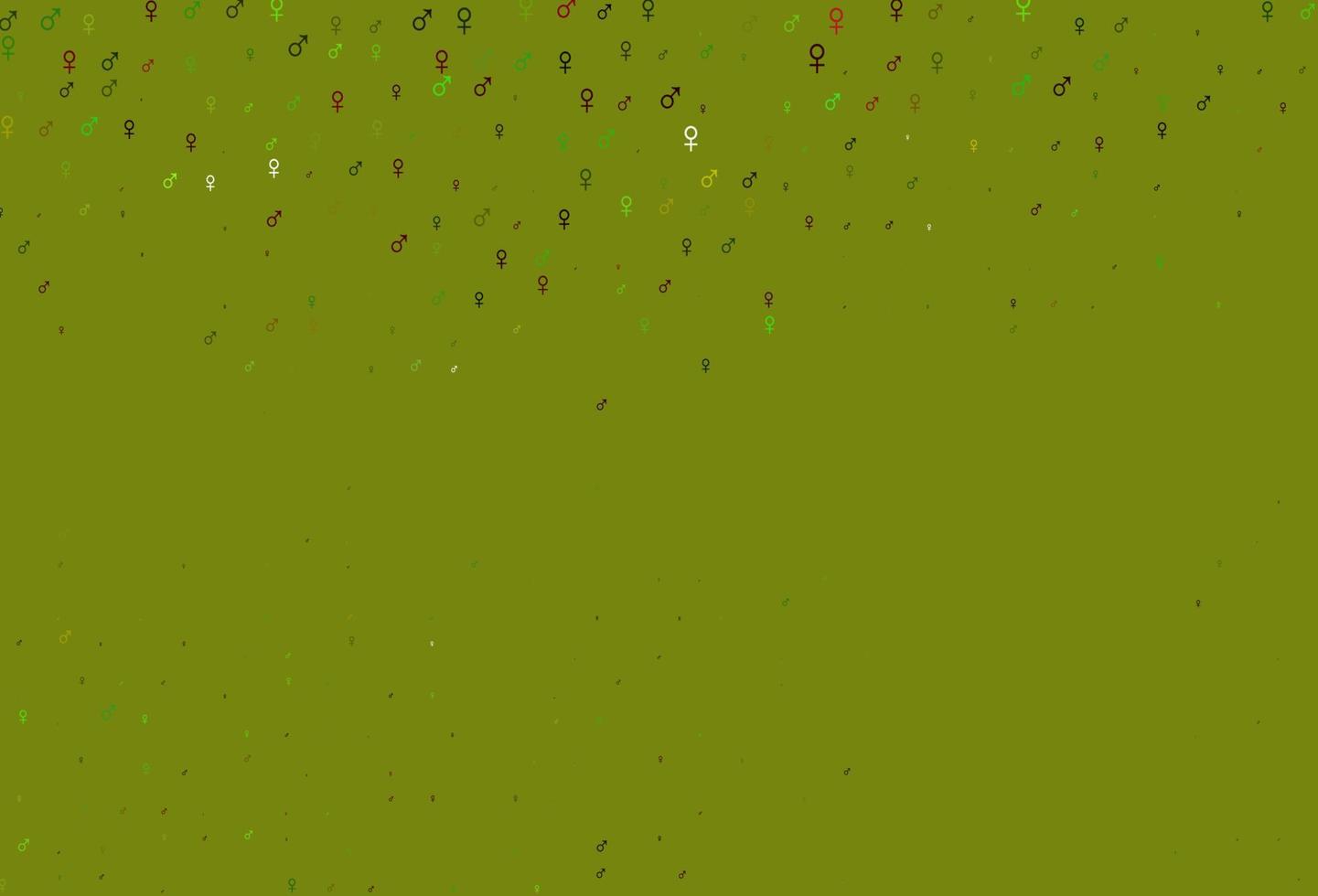 Light green, red vector texture with male, female icons.