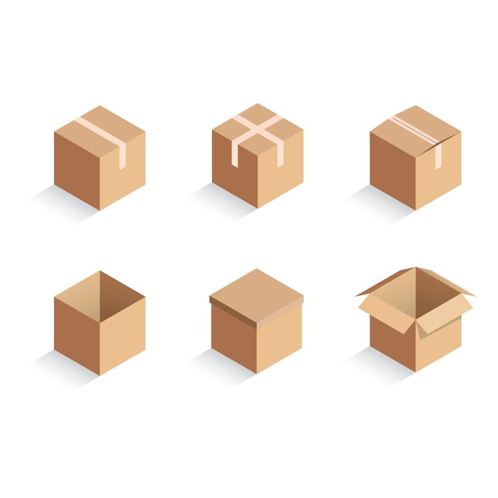set of cardboard boxes vector