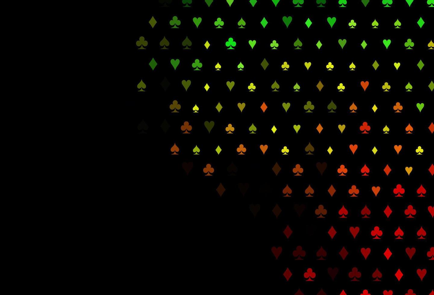plantilla de vector verde oscuro, rojo con símbolos de póquer.
