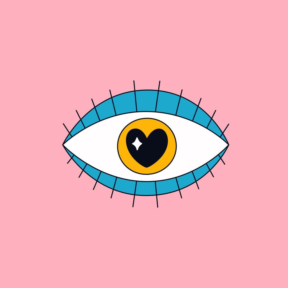 lindo ojo en estilo retro. hippie, psicodélico, vendimia vector