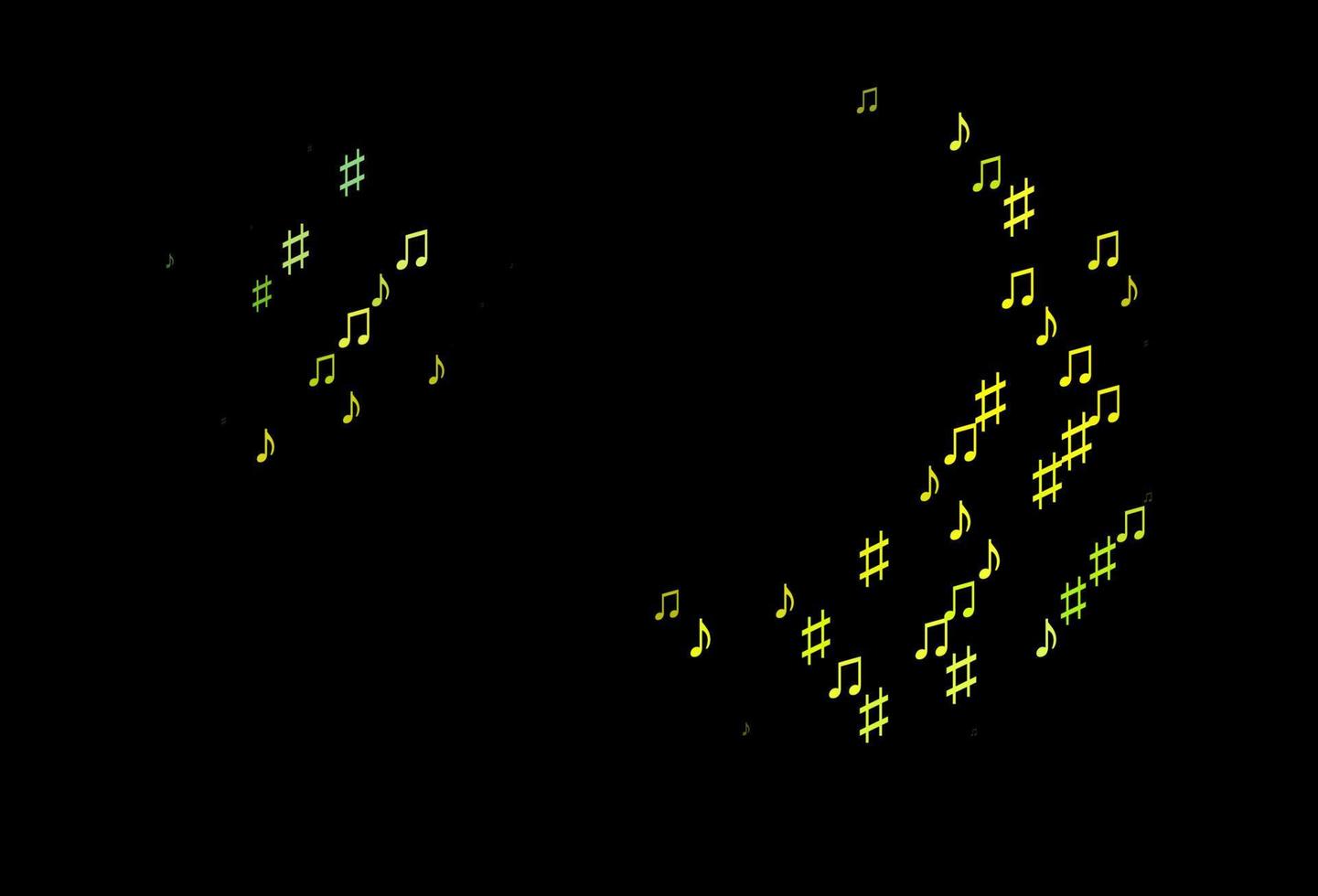 Dark Green, Yellow vector template with musical symbols.