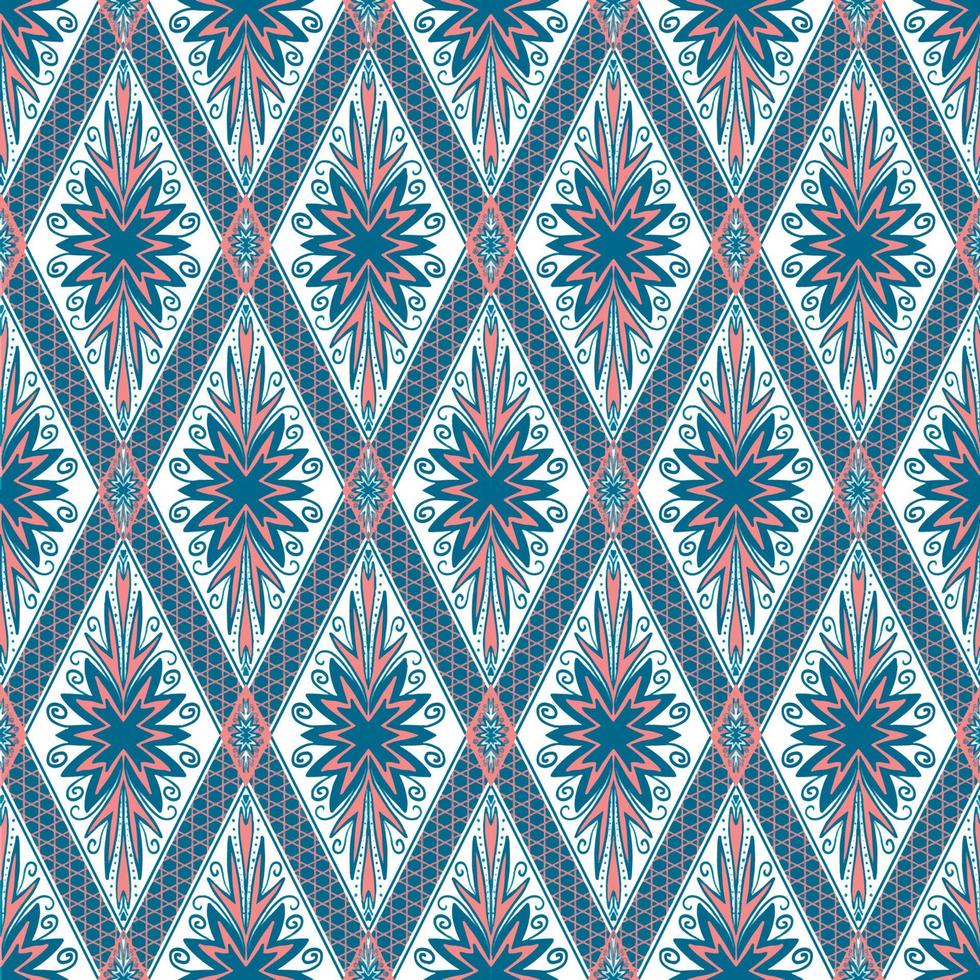 flor azul índigo rosa sobre blanco. patrón geométrico étnico oriental diseño tradicional para fondo, alfombra, papel pintado, ropa, envoltura, batik, tela, estilo de bordado de ilustración vectorial vector