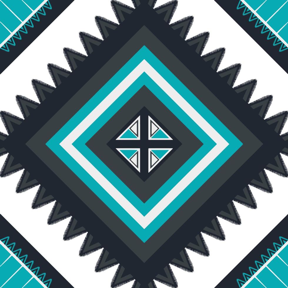 Green Teal Black Scarf or Shawl Geometric ethnic oriental pattern traditional Design for background,carpet,wallpaper,clothing,wrapping,Batik,fabric, vector illustration embroidery style