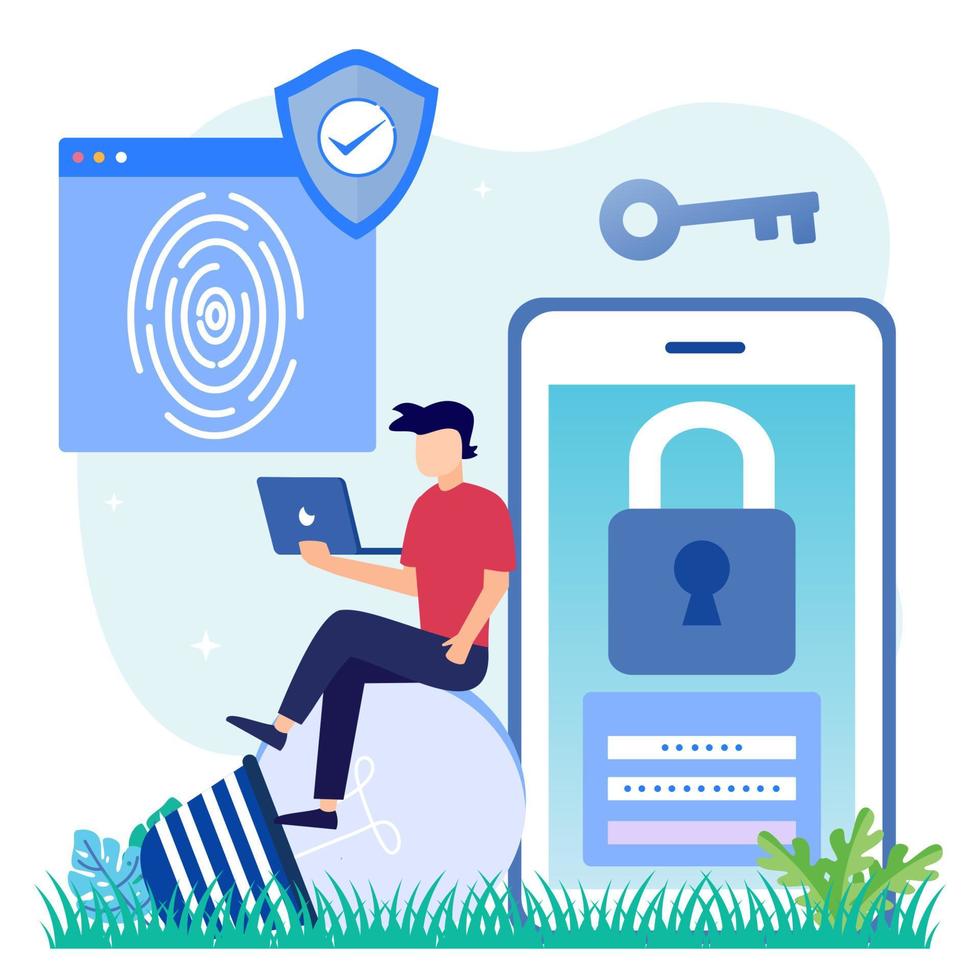 Illustration vector graphic cartoon character of fingerprint scan