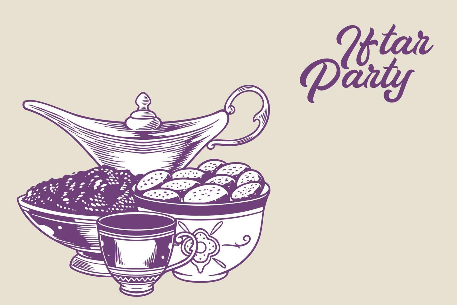 hand drawn of traditional Arabic dishes vector
