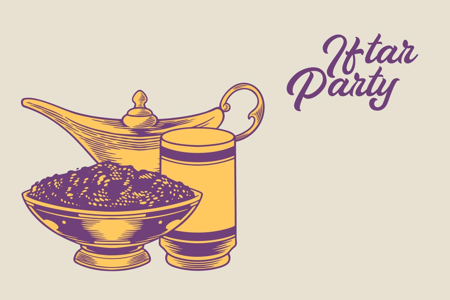 hand drawn of traditional Arabic dishes vector