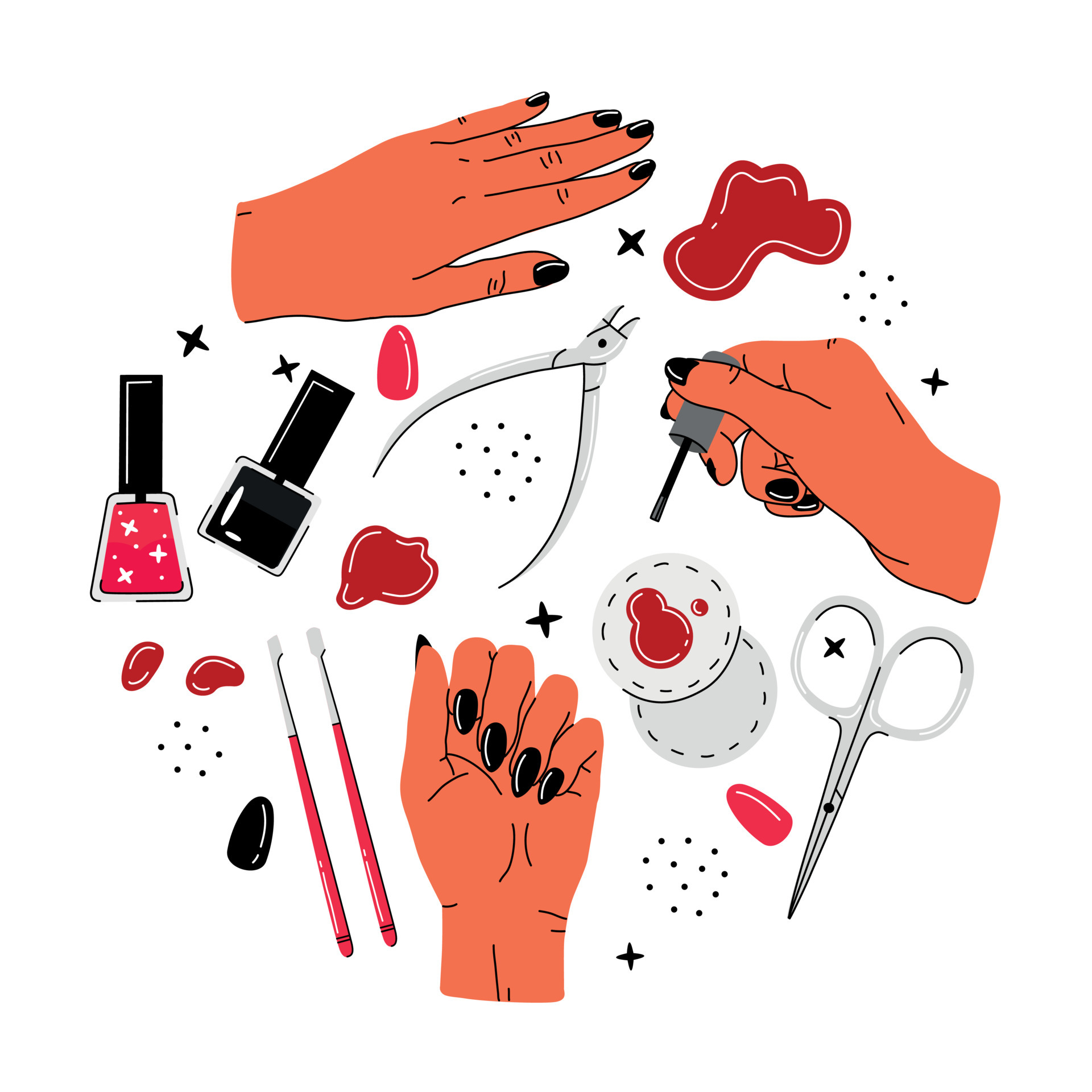 un conjunto de diferentes artículos y elementos para manicura y pedicura en  un estilo de dibujos animados. ilustración vectorial aislada sobre fondo.  5908333 Vector en Vecteezy