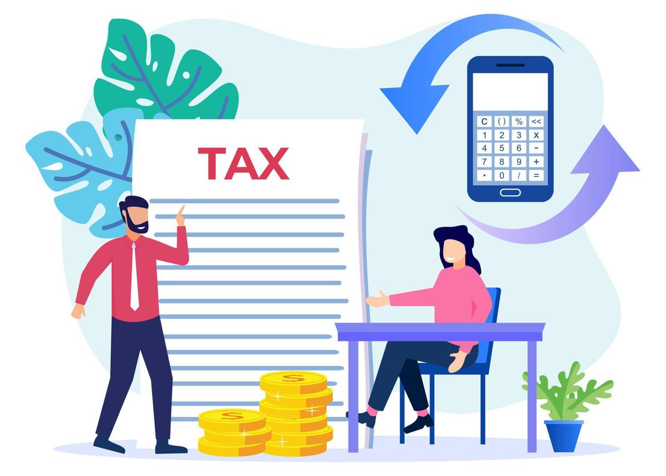 Illustration vector graphic cartoon character of tax consultation