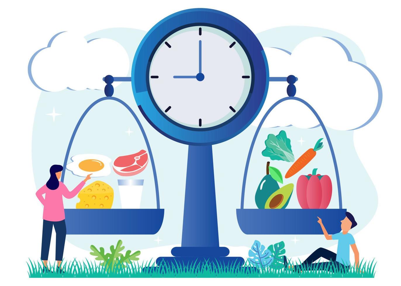 Illustration vector graphic cartoon character of balance diet