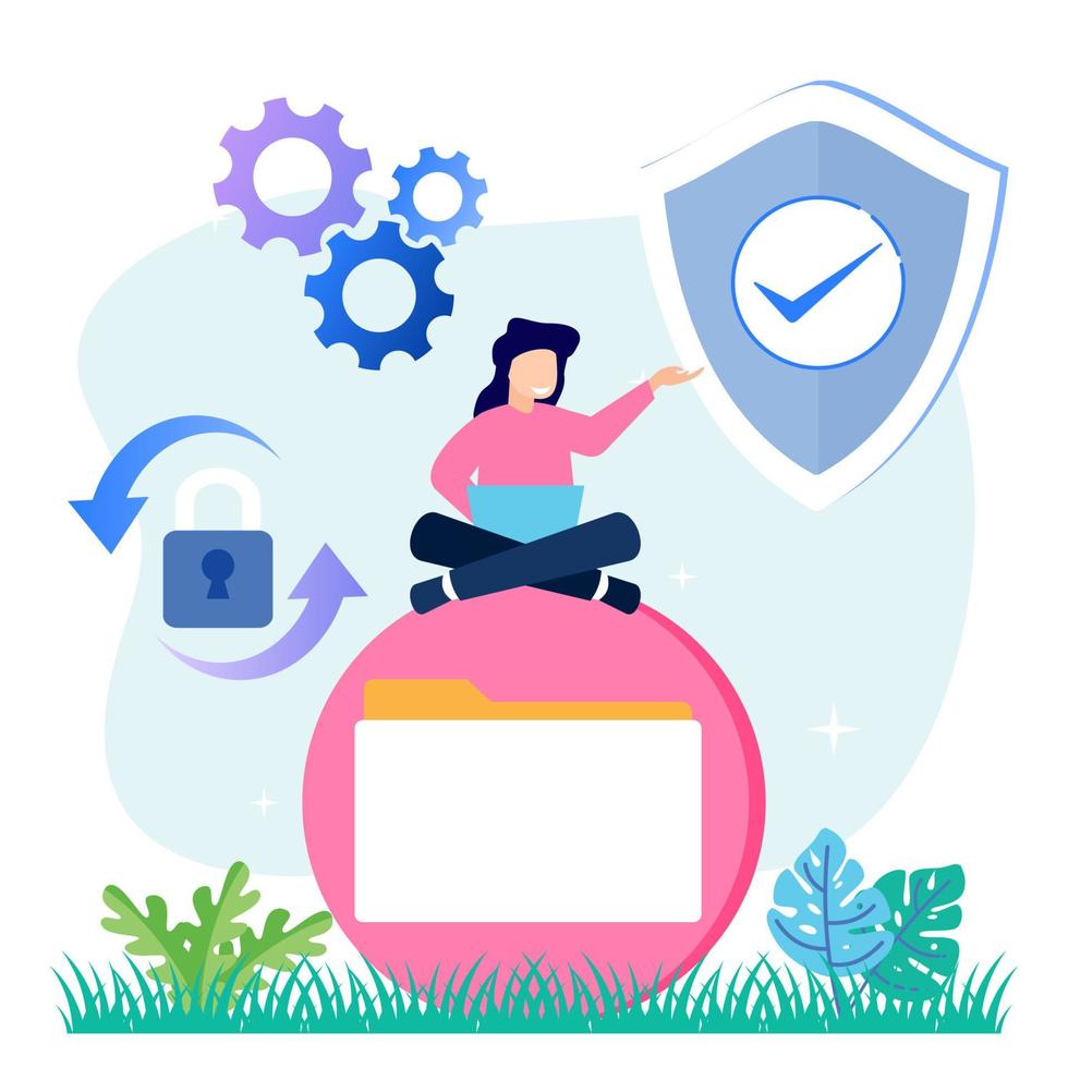 Illustration vector graphic cartoon character of Data protection