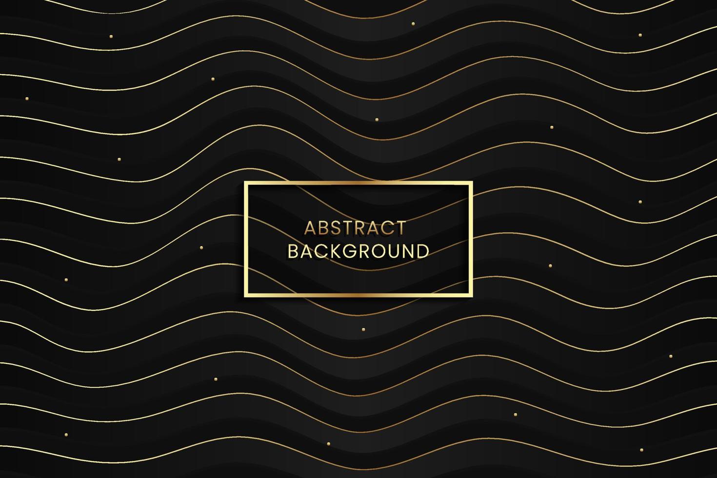 Warped waving lines black gold background Vector