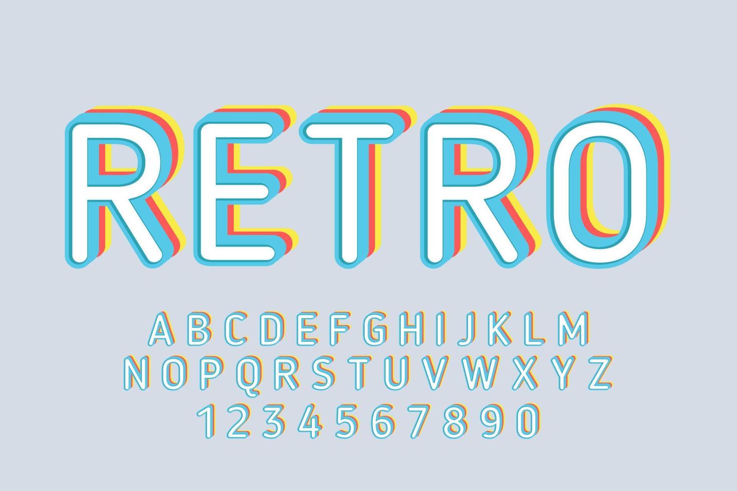 fuente retro decorativa y vector alfabético