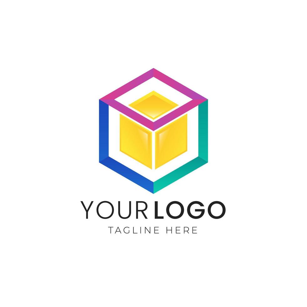 Colorful abstract gradient logo template vector