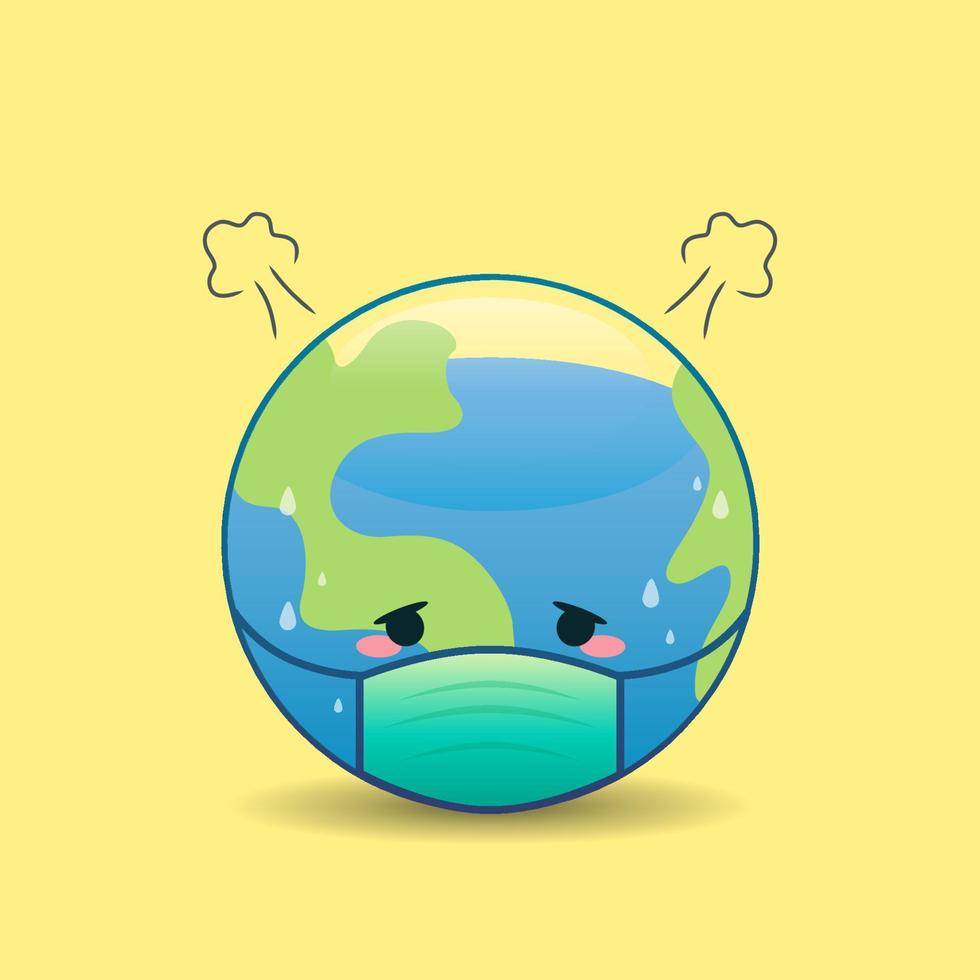 cute planet earth sick character vector
