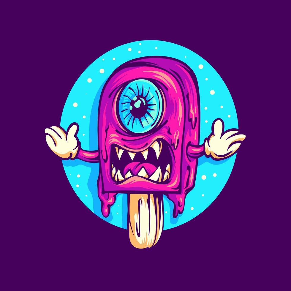 Blue Monster Ice Cream vector