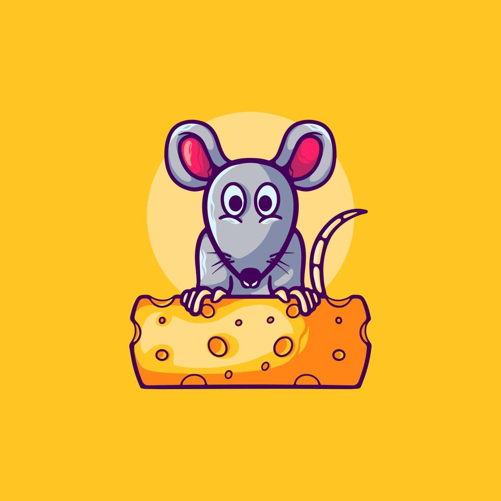 dibujos animados de ratón y queso vector