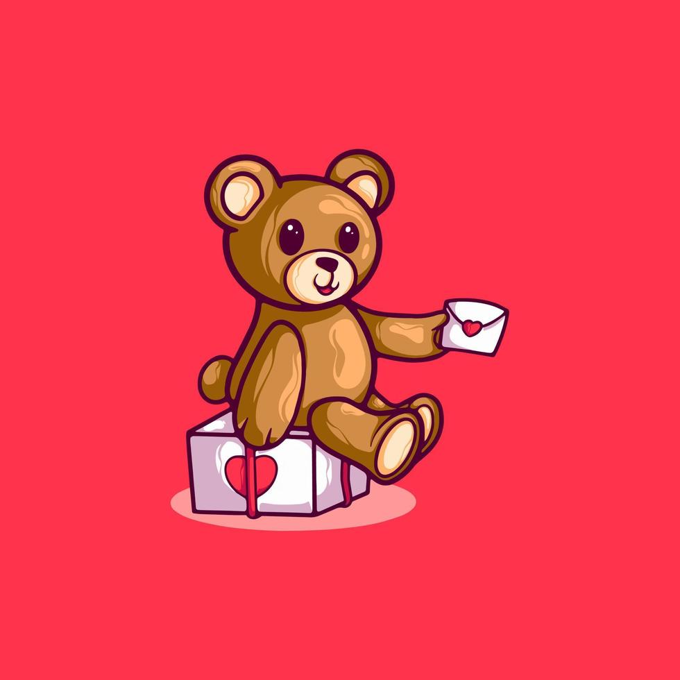 Bear Falling in Love Cartoon vector
