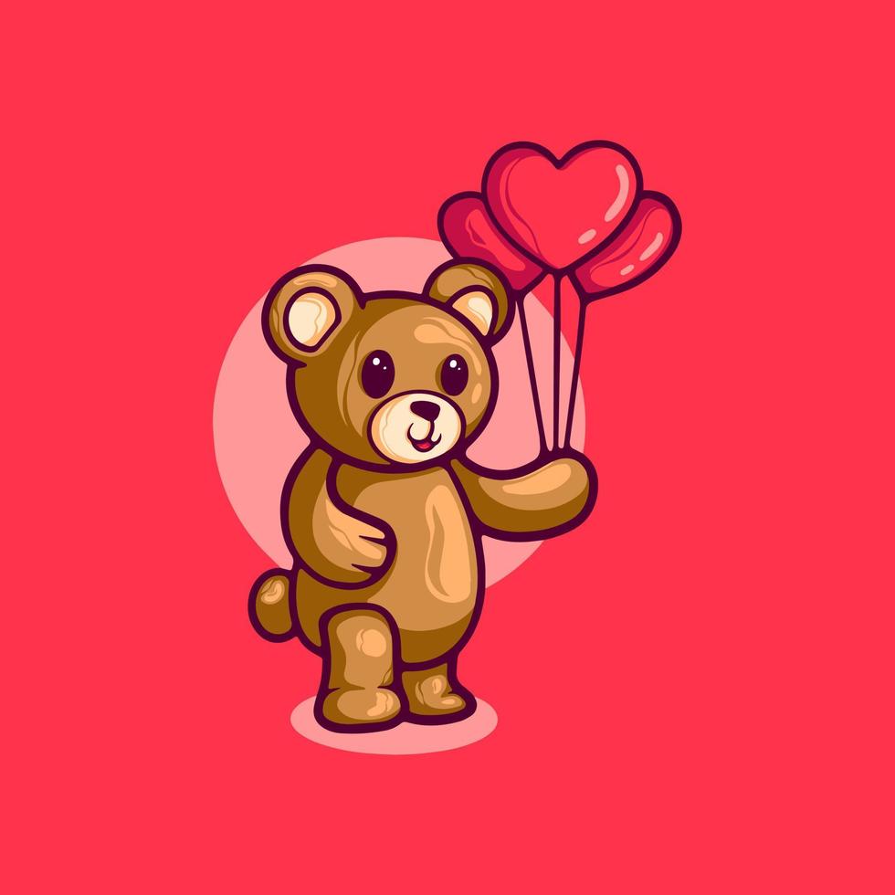 Bear Falling in Love Cartoon vector