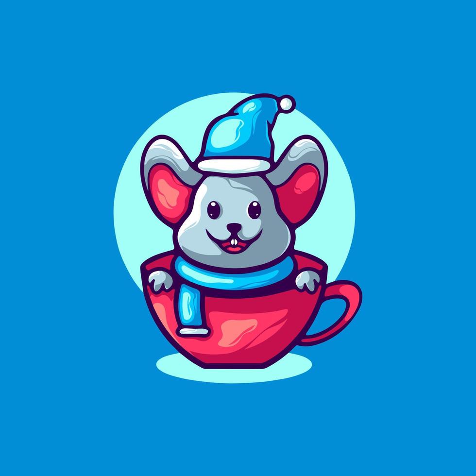Mouse in Winter Day Cartoon vector