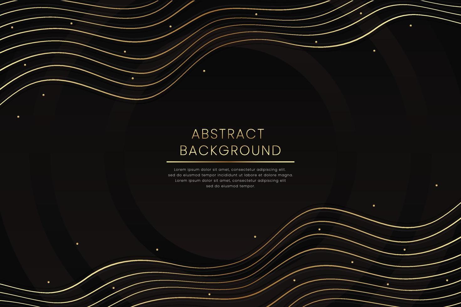 Warped waving lines black gold background Vector