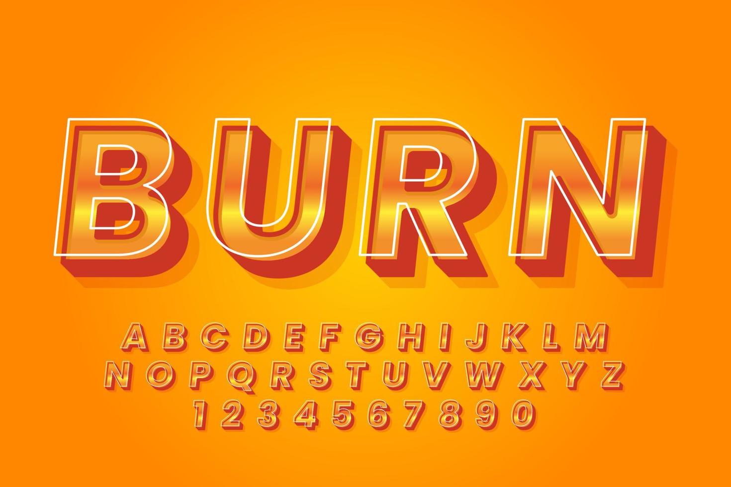 vector de fuente y alfabeto de quemado decorativo